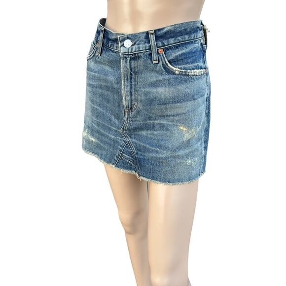 New Citizens of Humanity Premium Vintage Greenpoint Cut Off Denim Mini Skirt 27 - Picture 3 of 10